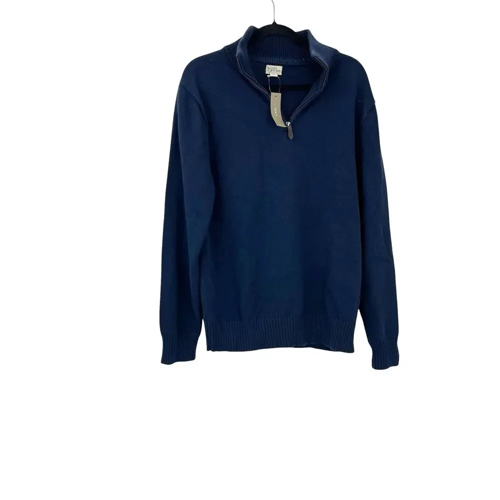 J. Crew Men's Heritage Cotton Quarter-Zip Sweater Long Sleeves Navy Size M NWT